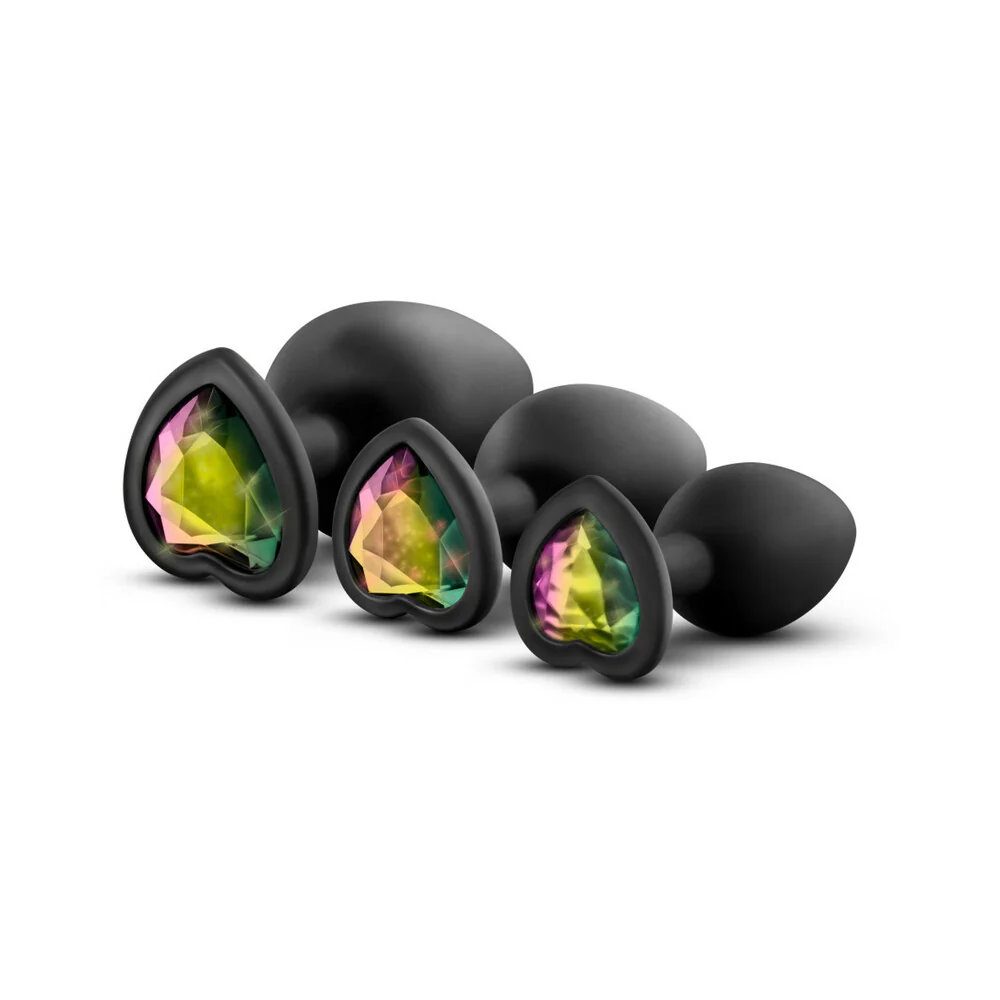 Luxe 3-Piece Bling Plug Training Kit with Rainbow Gem Base Black - Image 4