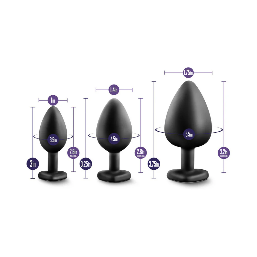 Luxe 3-Piece Bling Plug Training Kit with White Gem Base Black - Image 7