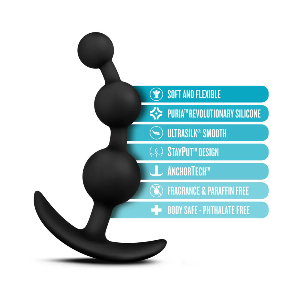 Luxe Be Me 3 Silicone Anal Beads Plug Black - Image 4