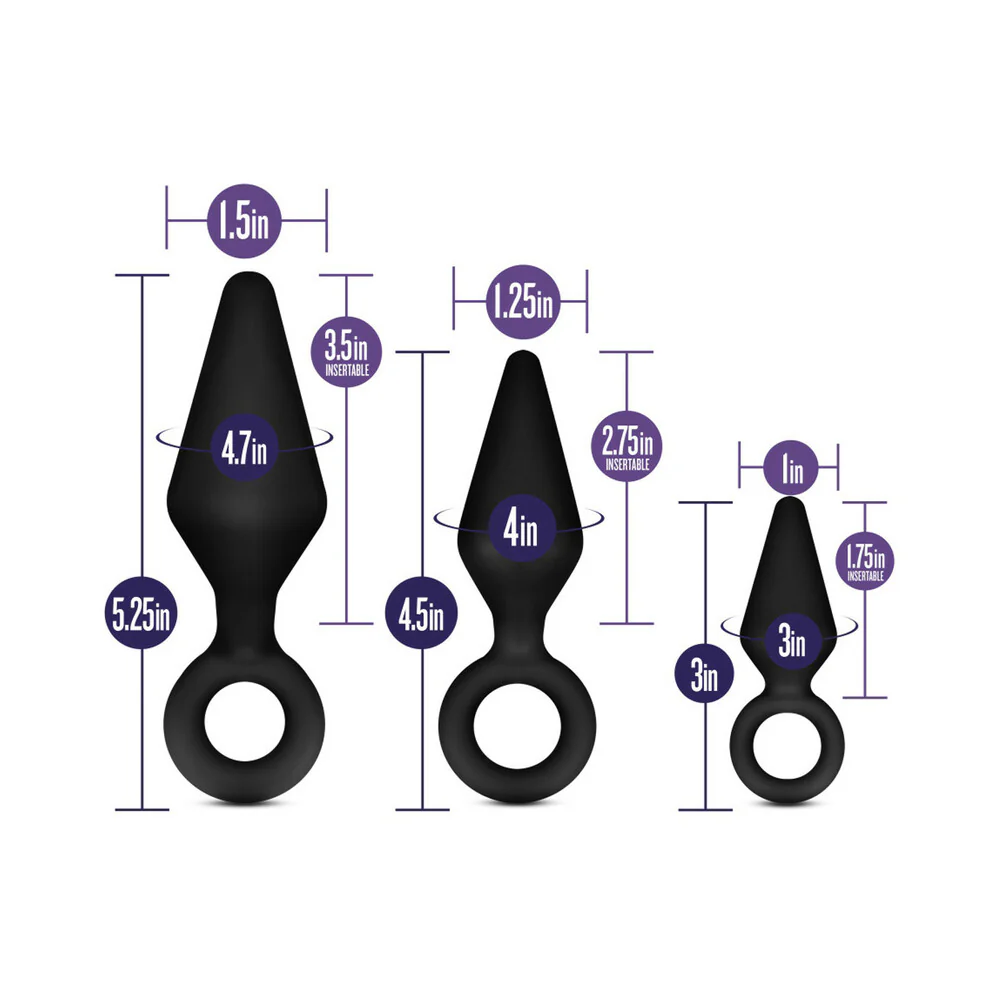 Luxe Night Rimmer 3-Piece Silicone Anal Plug Kit Black - Image 6