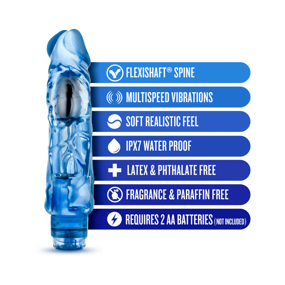 Naturally Yours Wild Ride Realistic 9 in. Vibrating Dildo Blue - Image 6