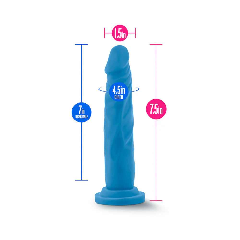 Neo 7.5 in. Dual Density Dildo Neon Blue - Image 8