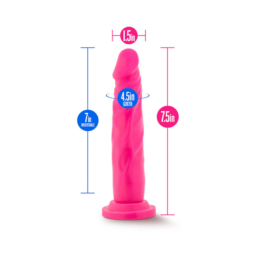 Neo 7.5 in. Dual Density Dildo Neon Pink - Image 9