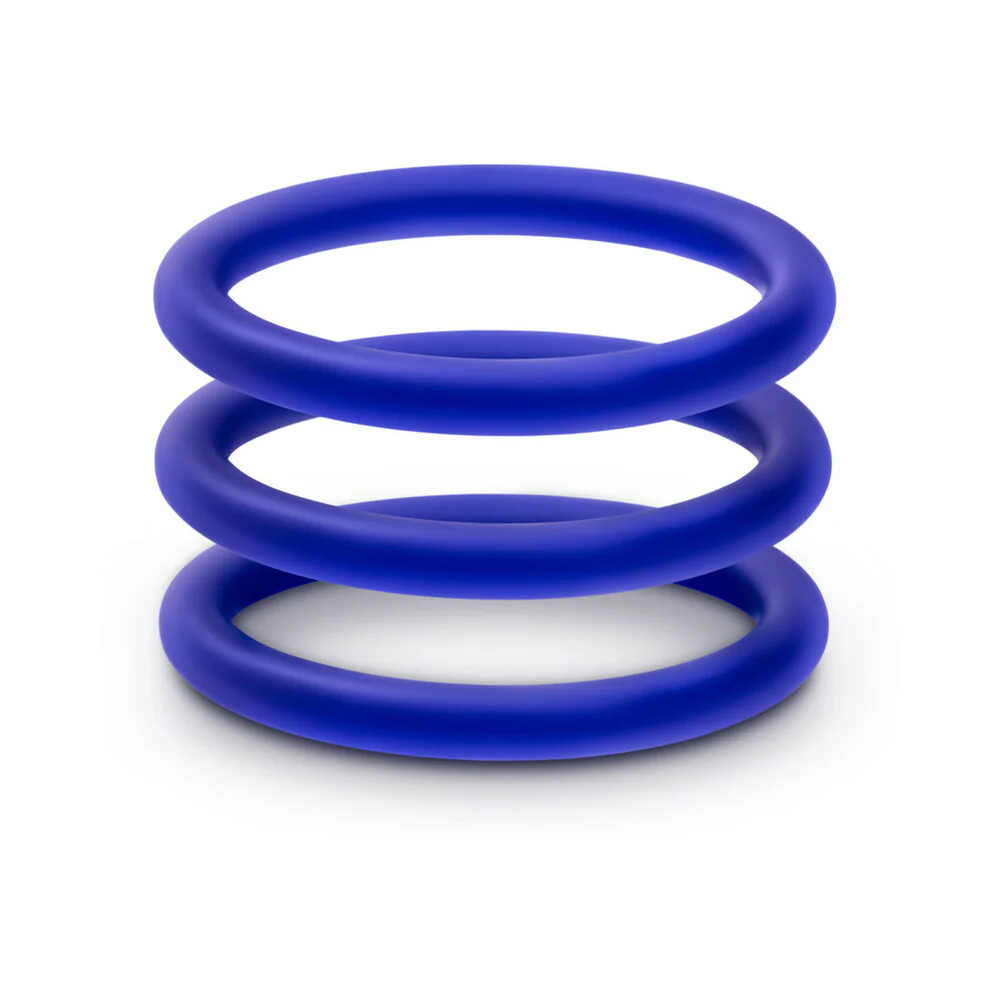Performance VS1 Pure Premium Silicone Cockrings 3-Pack Medium Indigo - Image 3
