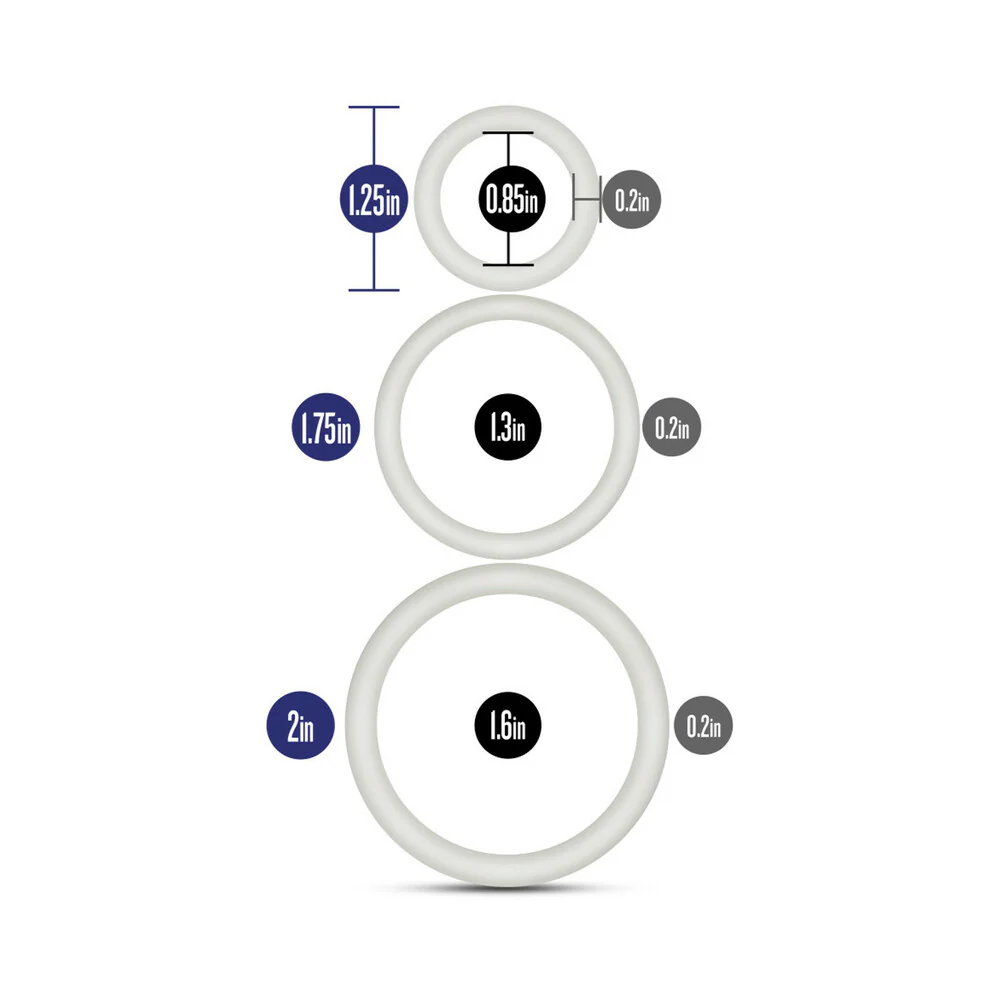 Performance VS4 Pure Premium Silicone Cockrings 3-Pack Set White - Image 7