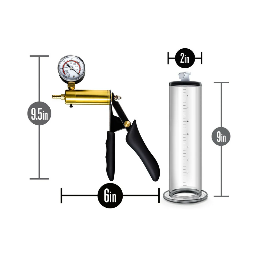 Performance VX6 Vacuum Penis Pump with Brass Pistol & Pressure Gauge Clear - Image 5