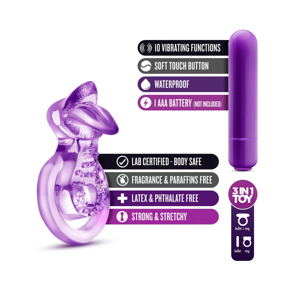 Play with Me Lick It Vibrating Double Strap Cockring Purple - Image 7