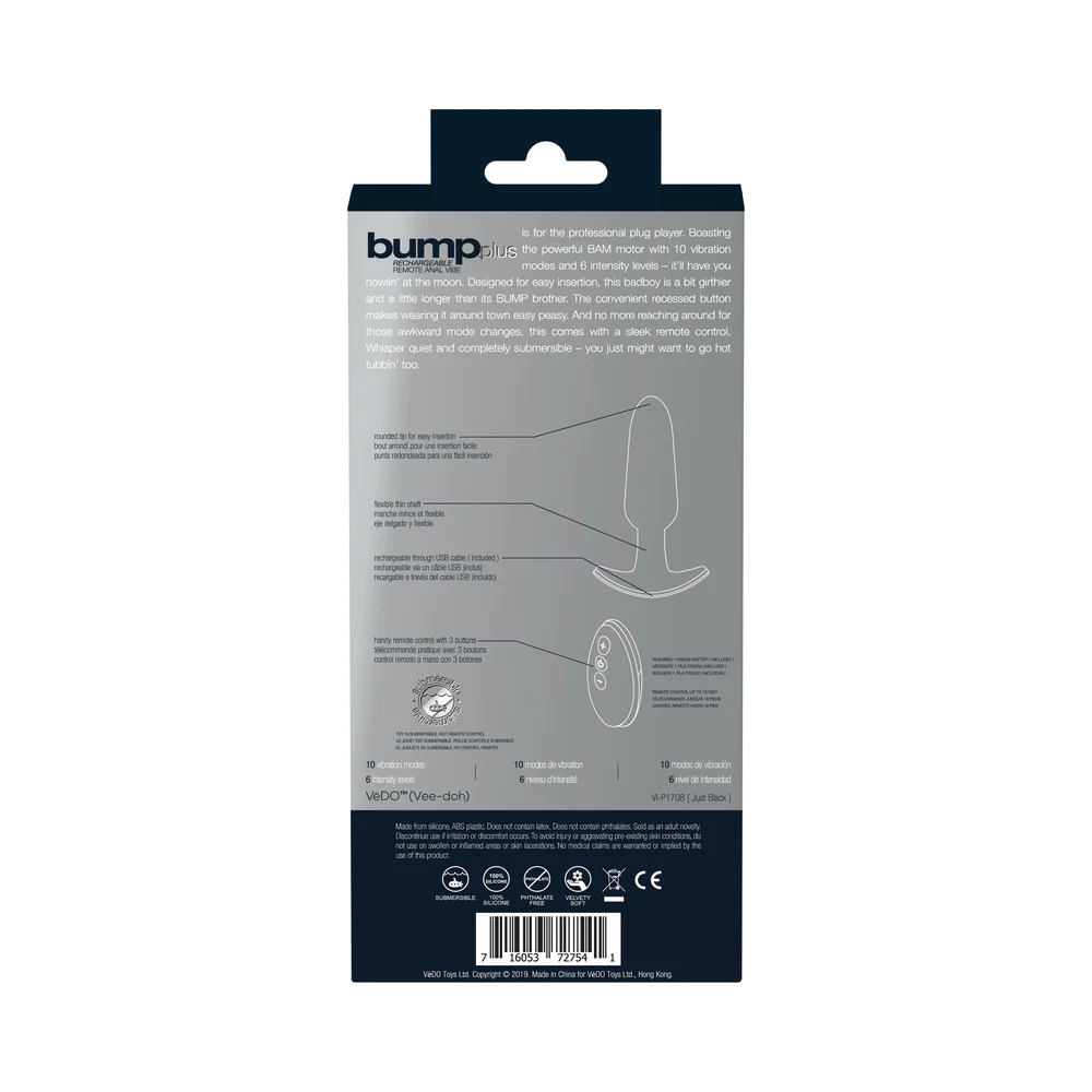 Bump Plus Rechargeable Remote Control Anal Vibe Black - Image 8