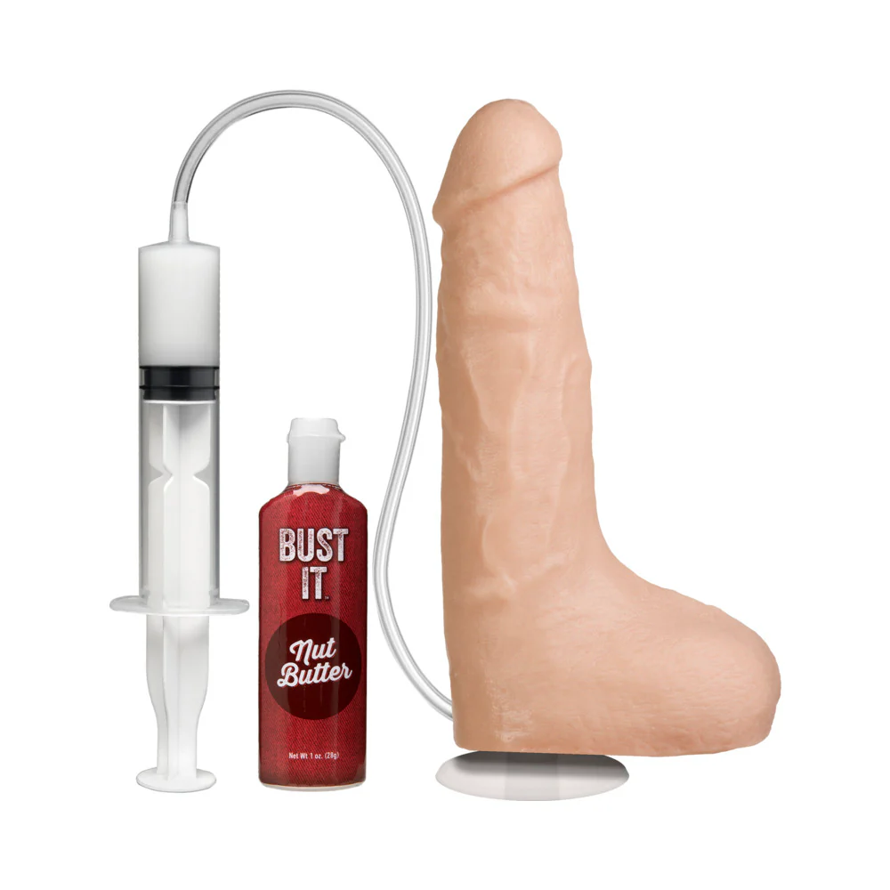 Bust It Squirting Realistic Cock White w/1oz Nut Butter - Image 2