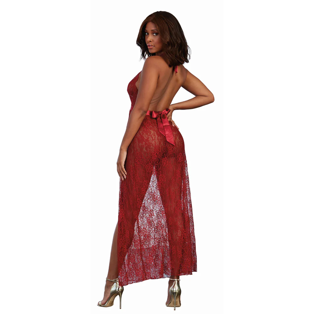 Dreamgirl Lace Gown & G-String Garnet XL Hanging - Image 2