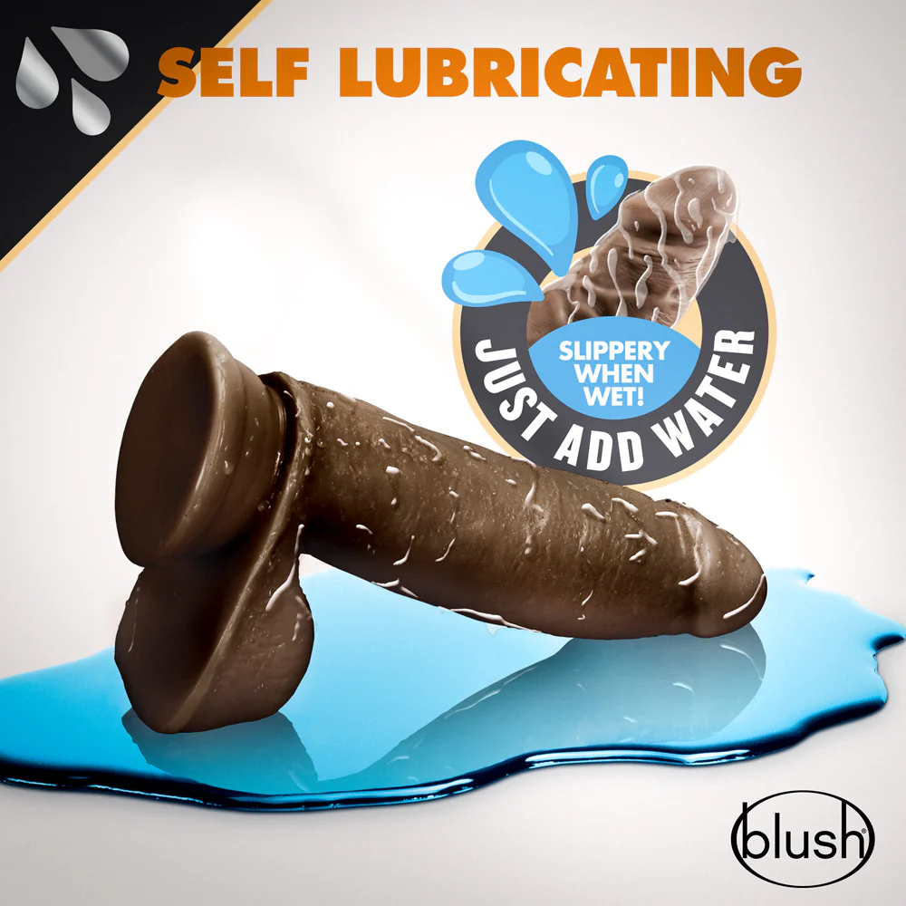 Dr. Skin Glide Realistic 7 in. Self-Lubricating Dildo with Balls Brown - Image 10