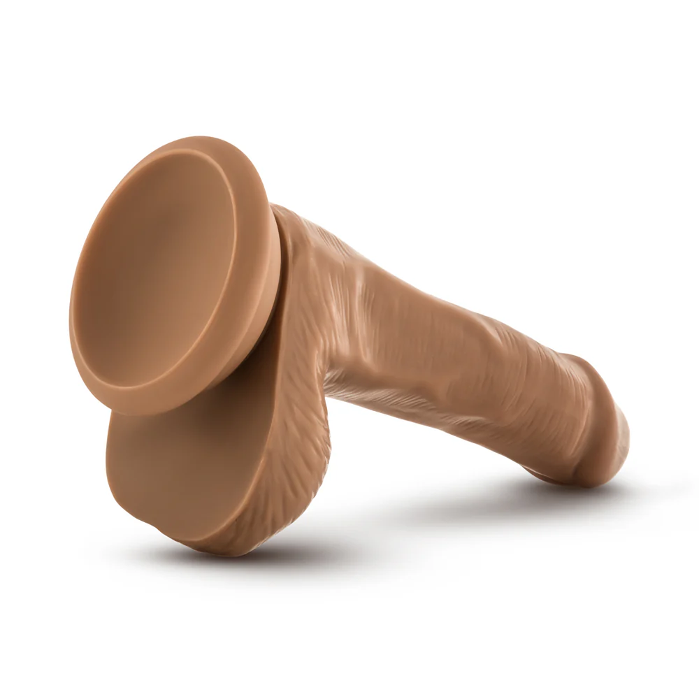 Dr. Skin Plus Realistic 6 in. Triple Density Posable Dildo with Balls Tan - Image 5