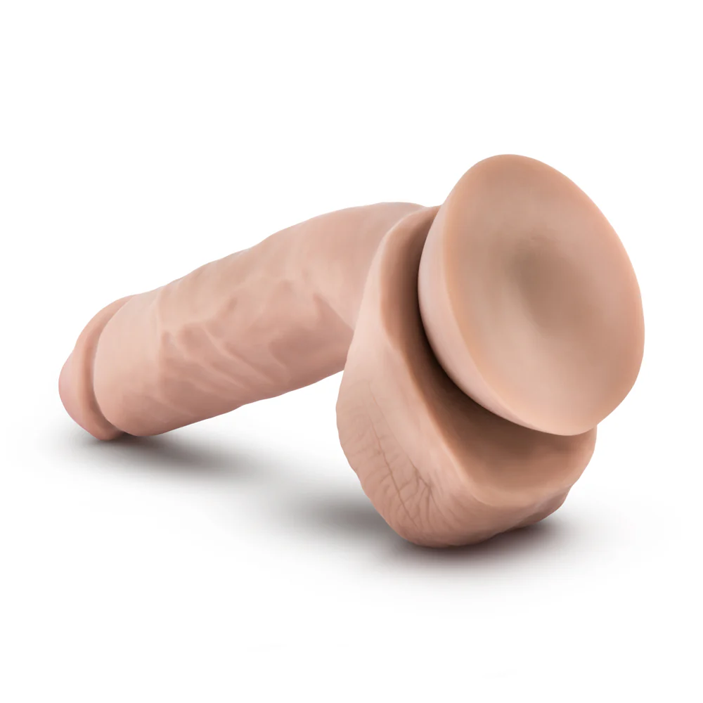 Dr. Skin Plus Thick 8 in. Triple Density Posable Dildo with Balls Beige - Image 5