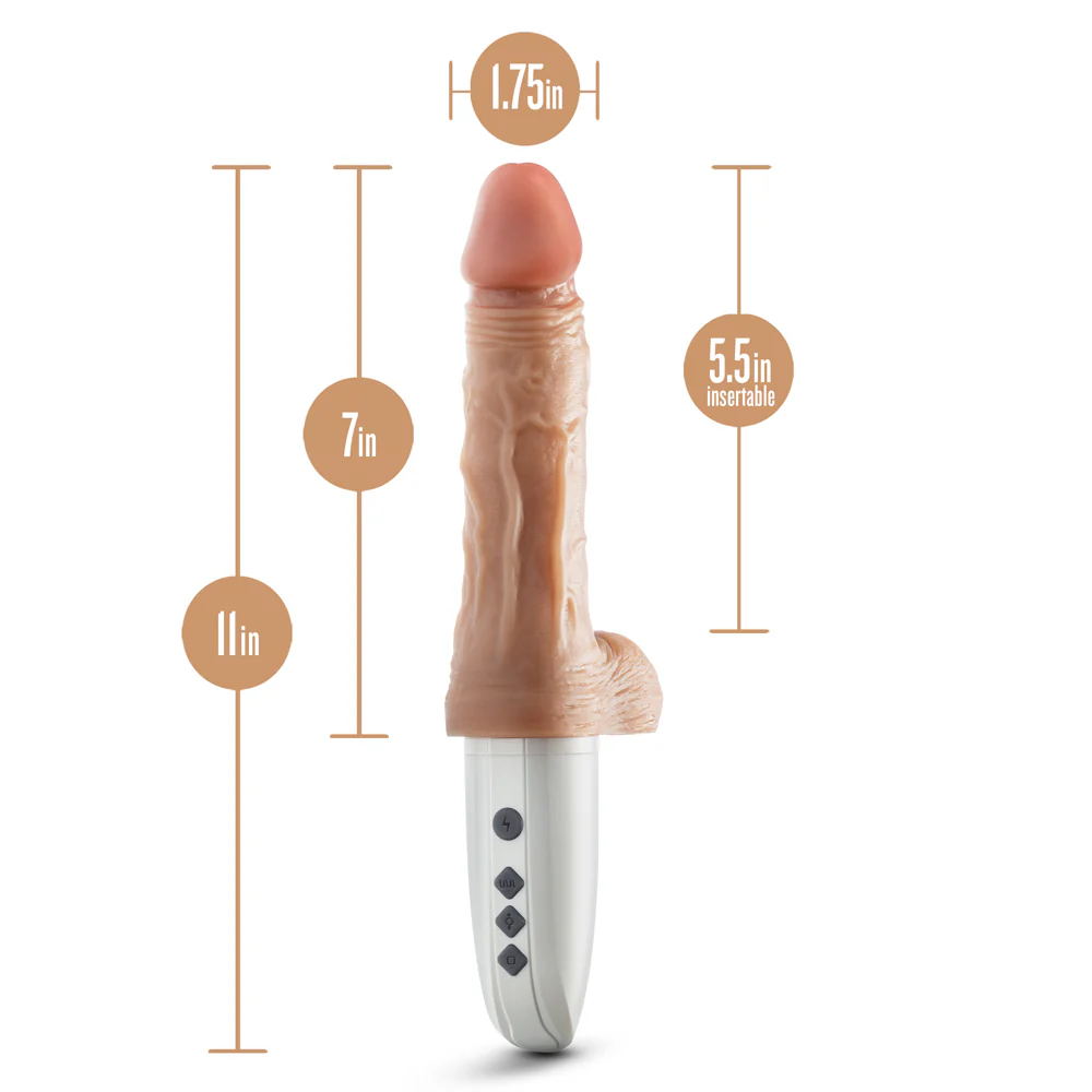 Dr. Skin Silicone Dr. Hammer 7 in. Thrusting, Gyrating & Vibrating Dildo Beige - Image 9