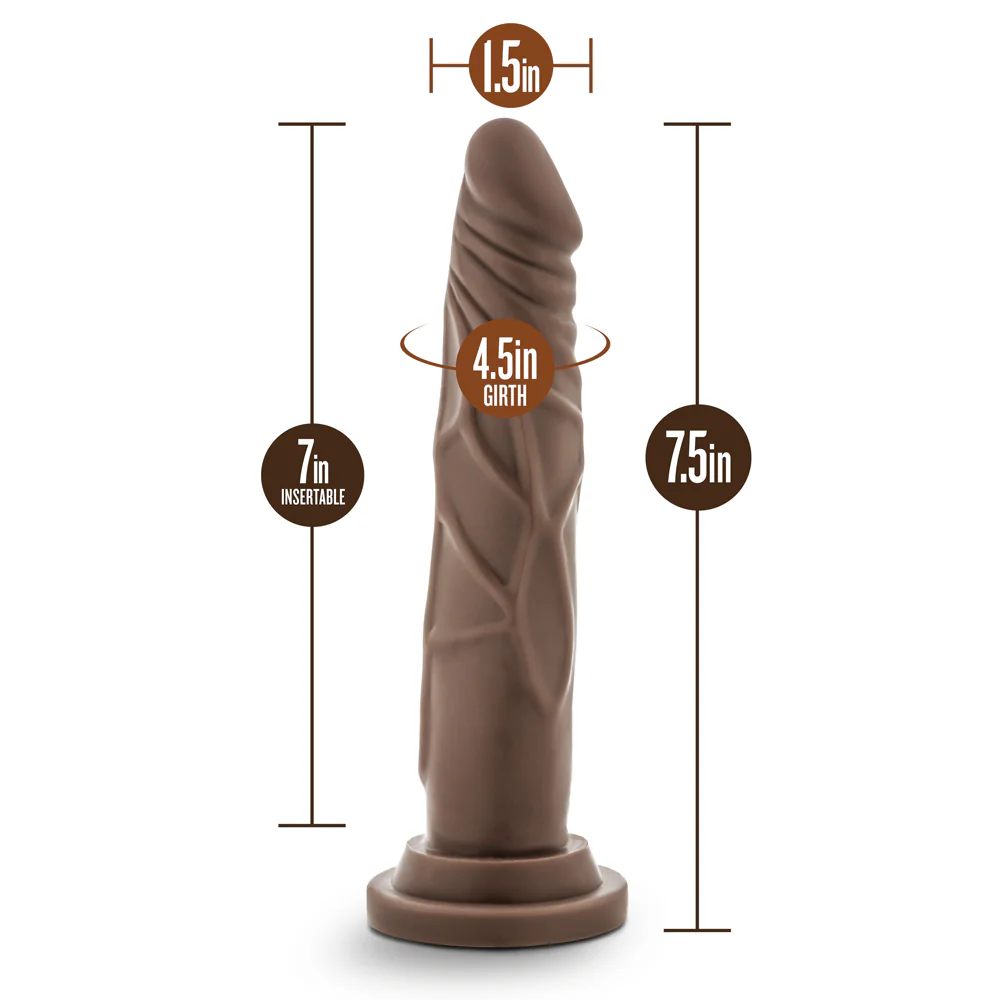 Dr. Skin Silicone Dr. Carter Realistic 7 in. Posable Dildo Brown - Image 6