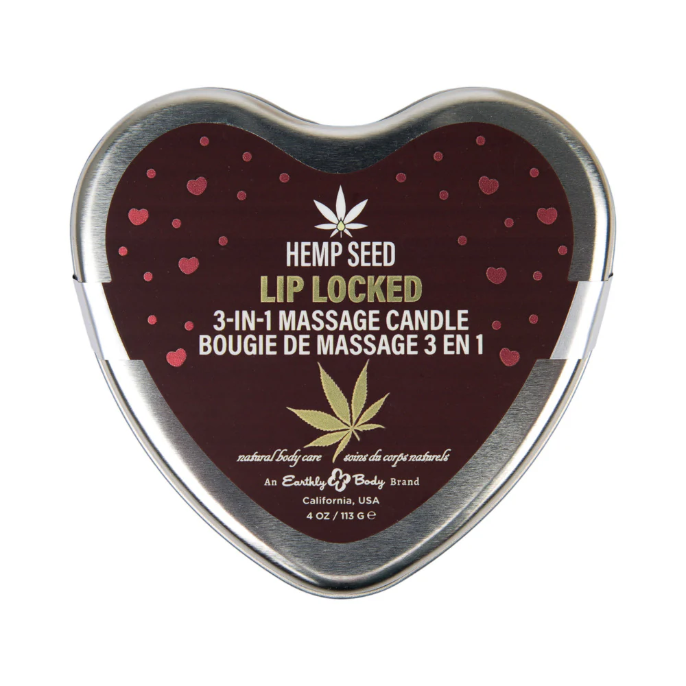 Earthly Body Hemp Seed Valentine's Day Heart Candle Pre Pack: XOXO, Lip Locked, Pucker Up - Image 3