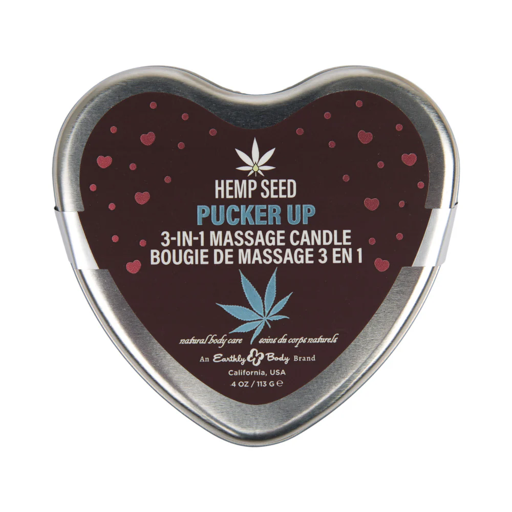 Earthly Body Hemp Seed Valentine's Day Heart Candle Pre Pack: XOXO, Lip Locked, Pucker Up - Image 4