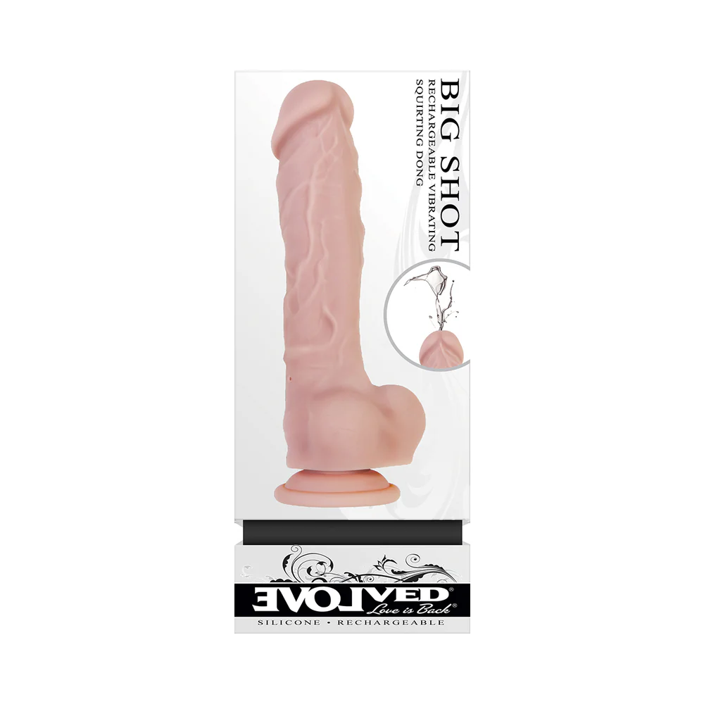 Evolved Big Shot Rechargeable Vibrating 8 in. Silicone Squirting Dildo Beige - Image 11