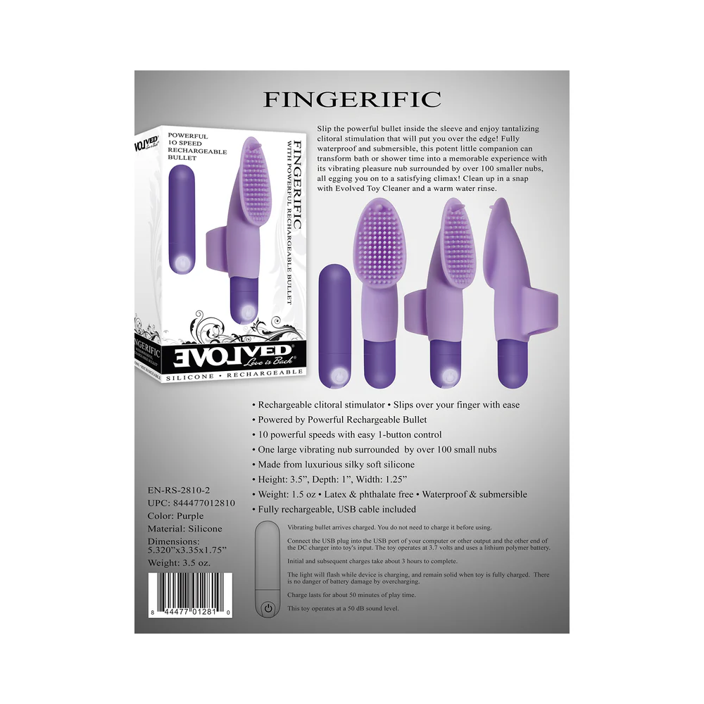 Evolved Fingerific Rechargeable Silicone Finger Vibrator Purple - Image 12