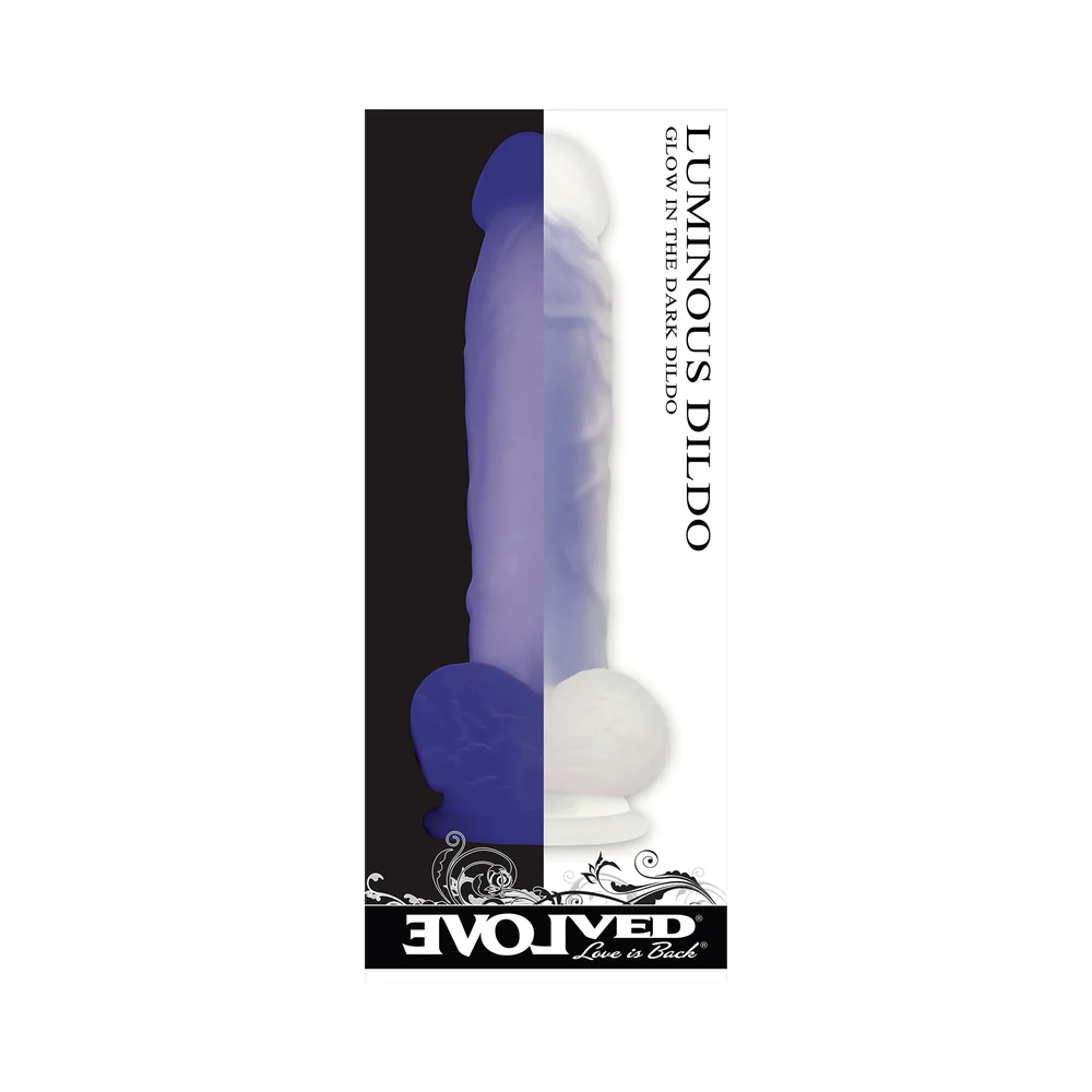 Evolved Luminous Poseable Glow in the Dark 8 in. Dildo With Balls Clear/Purple - Image 8
