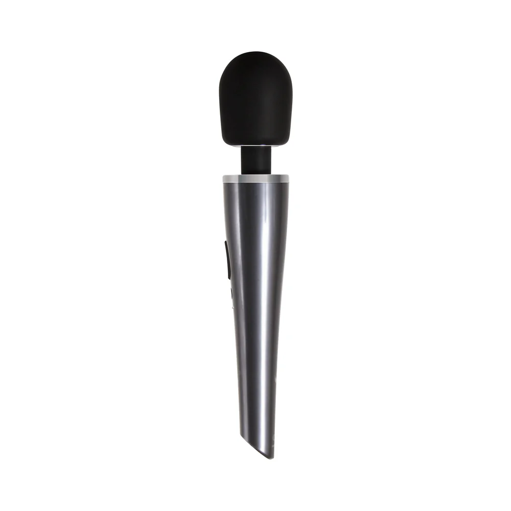 Evolved Mighty Metallic Wand Rechargeable Silicone Wand Vibrator Chrome/Black - Image 3