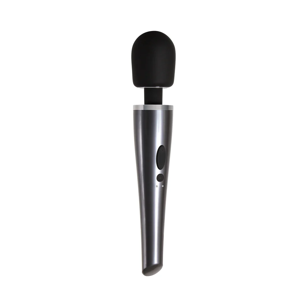 Evolved Mighty Metallic Wand Rechargeable Silicone Wand Vibrator Chrome/Black - Image 4