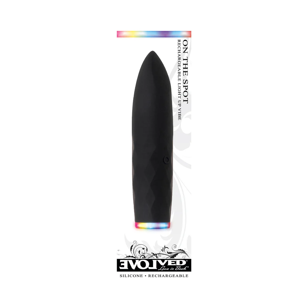 Evolved On The Spot Light-Up Rechargeable Silicone Bullet Vibrator Black - Image 13