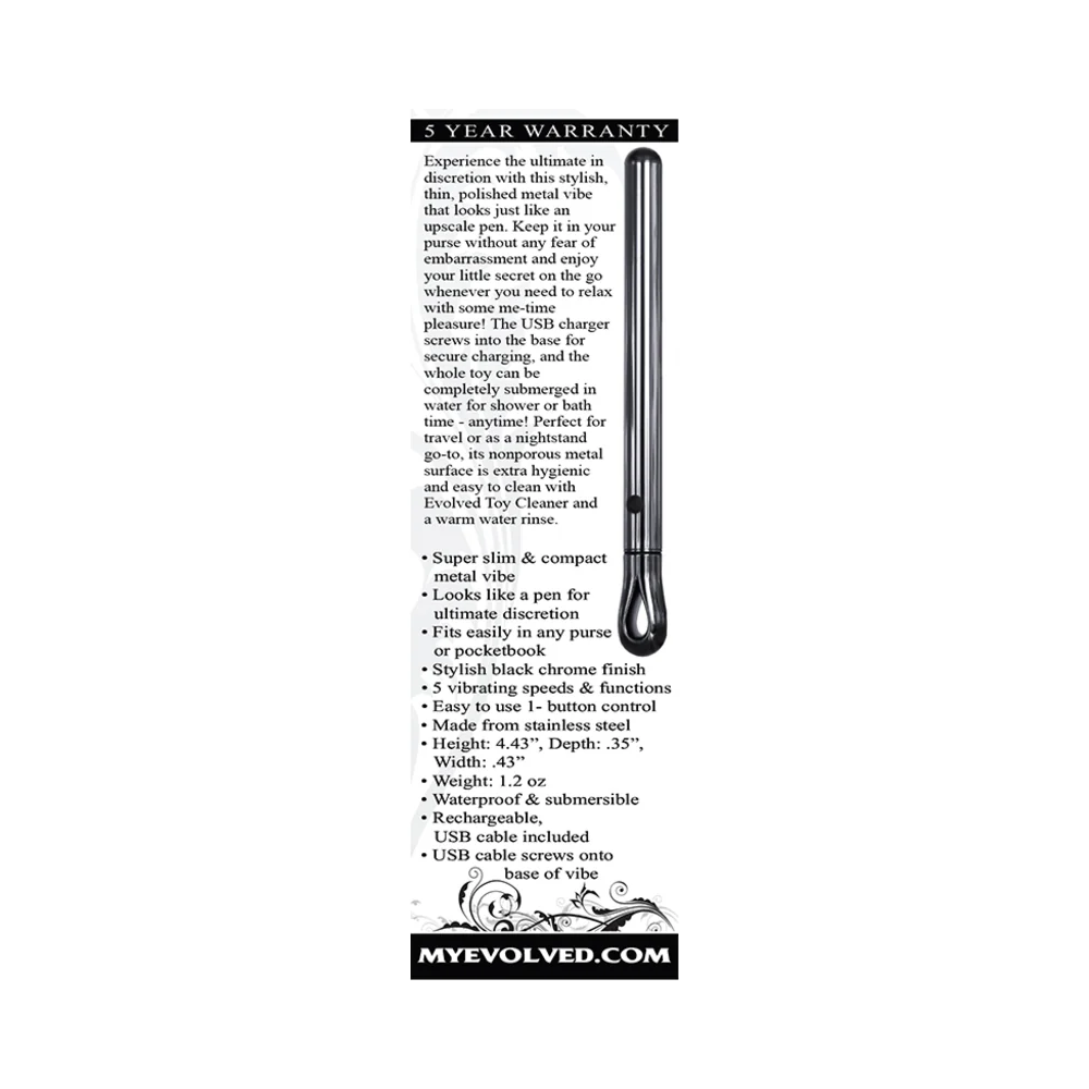 Evolved Pen Pal Rechargeable Metal Pen Vibrator Chrome - Image 9