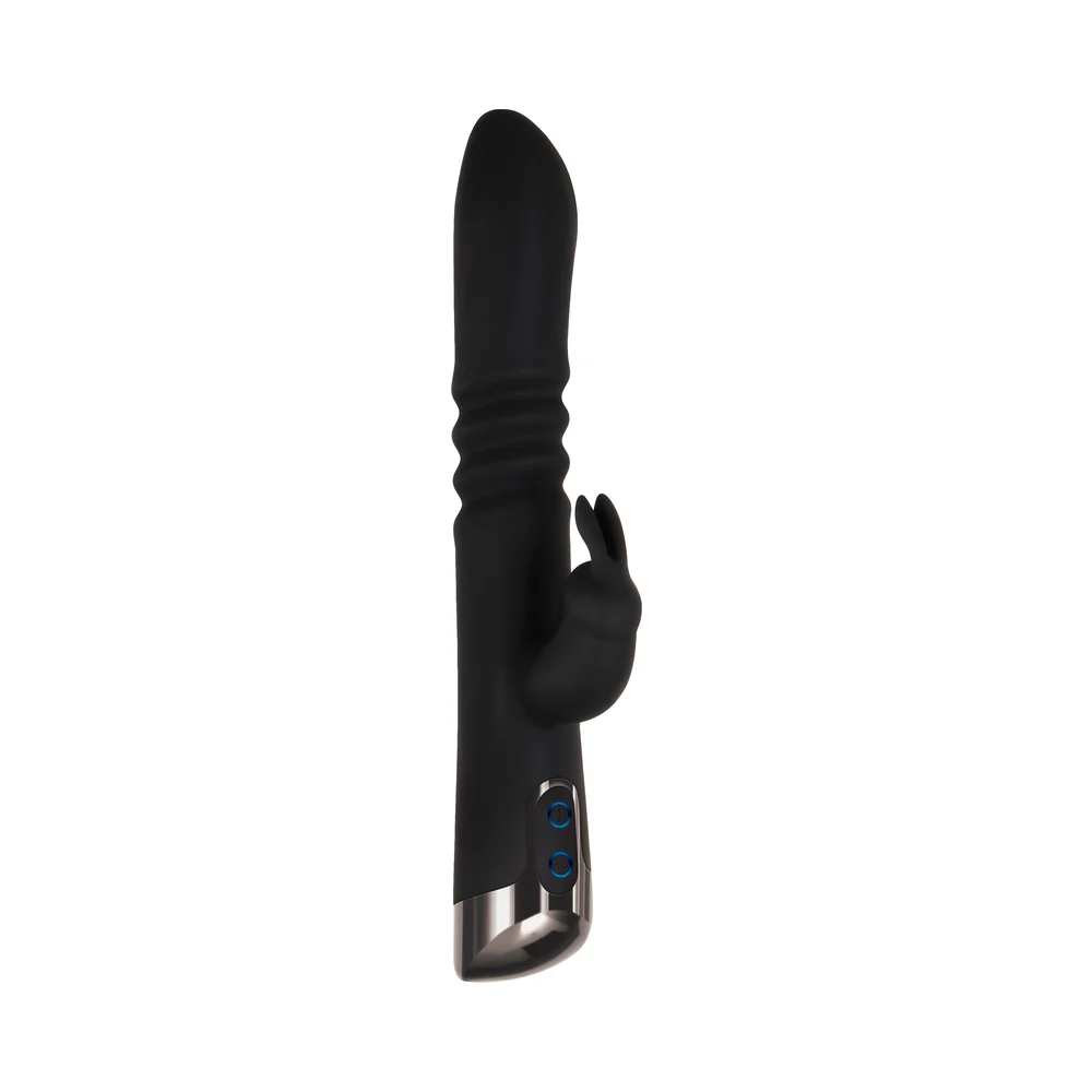 Evolved Rapid Rabbit Rechargeable Thrusting Silicone Vibrator Black - Image 3