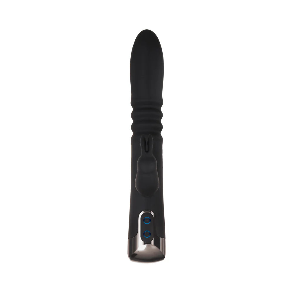 Evolved Rapid Rabbit Rechargeable Thrusting Silicone Vibrator Black - Image 6