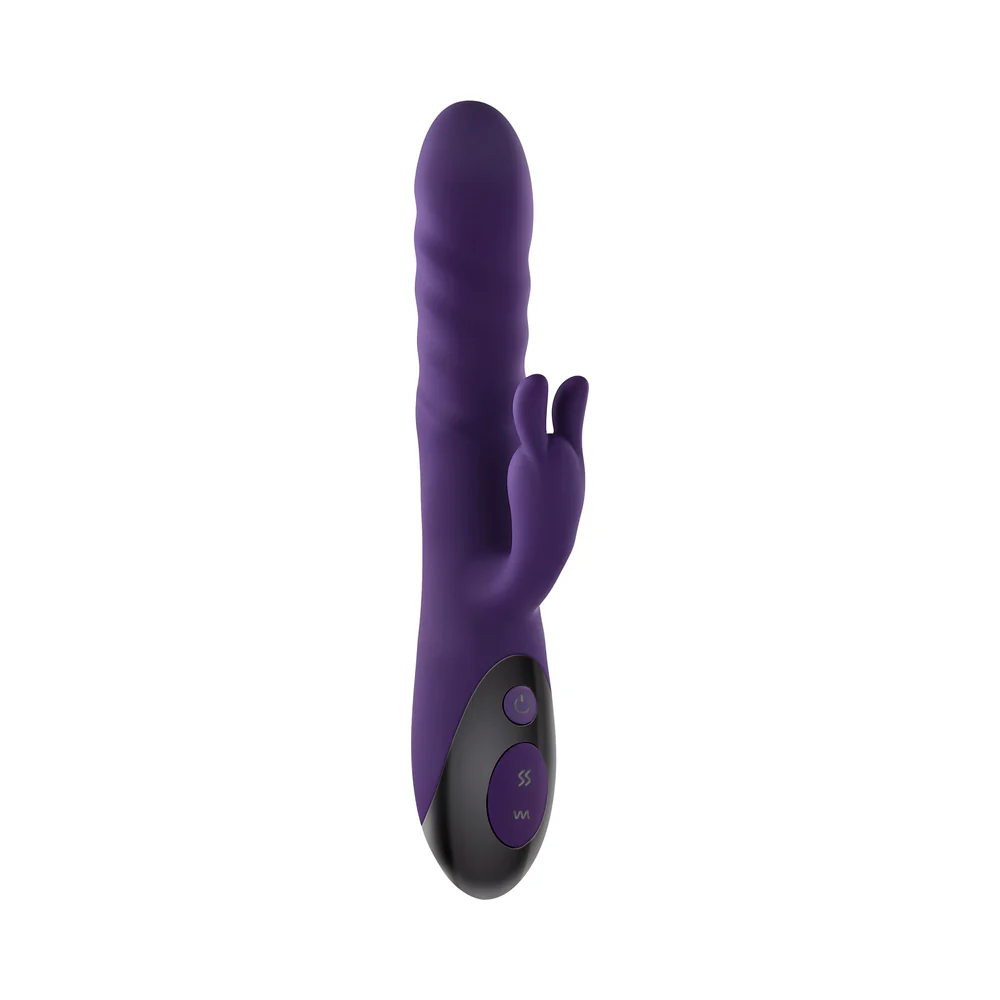 Evolved Rascally Rabbit Rechargeable Thrusting Swirling Silicone Vibrator Purple - Image 4