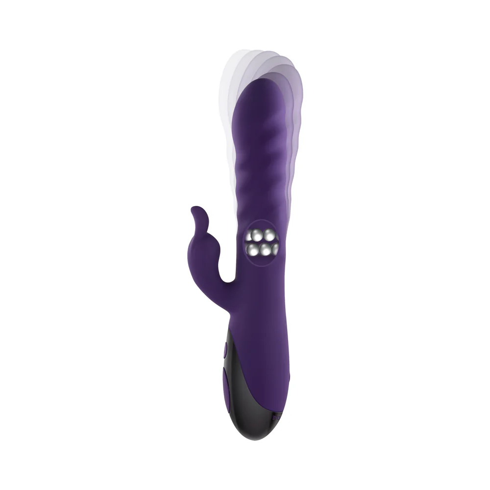 Evolved Rascally Rabbit Rechargeable Thrusting Swirling Silicone Vibrator Purple - Image 7