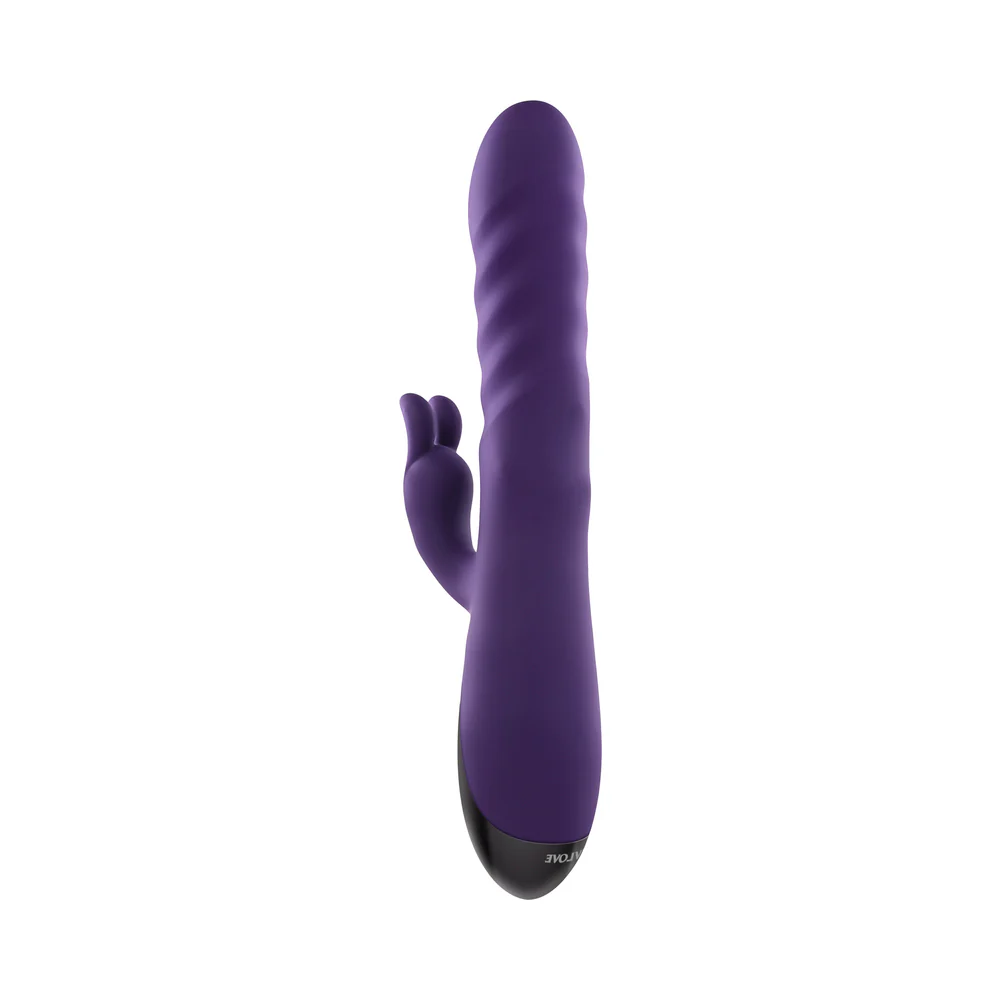 Evolved Rascally Rabbit Rechargeable Thrusting Swirling Silicone Vibrator Purple - Image 9