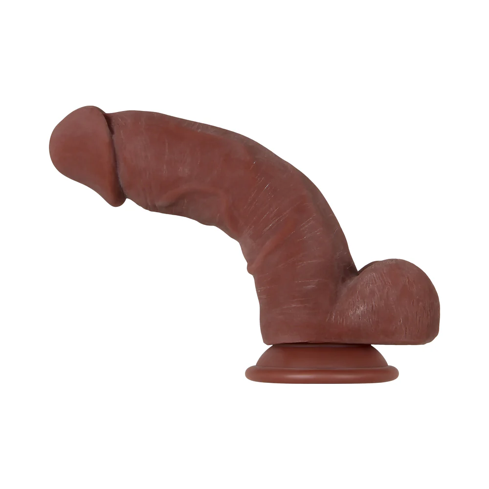 Evolved Real Supple Girthy Poseable 8.5 in. Realistic Dildo With Balls Brown - Image 6
