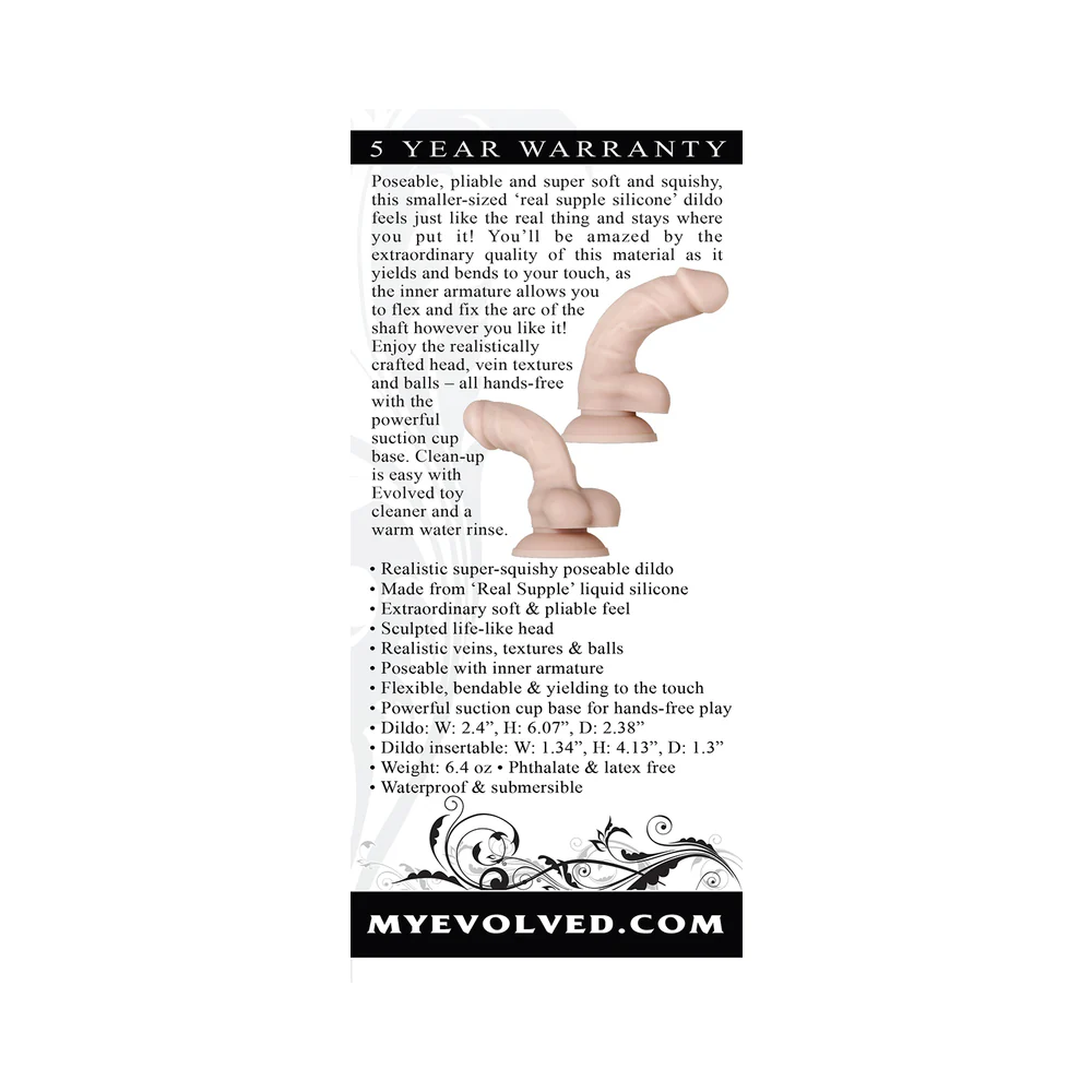 Evolved Real Supple Poseable 6 in. Realistic Silicone Dildo With Balls Beige - Image 10