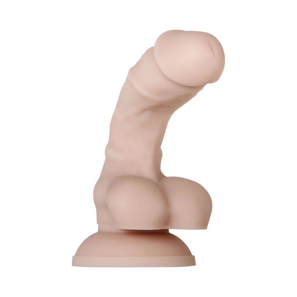 Evolved Real Supple Poseable 6 in. Realistic Silicone Dildo With Balls Beige - Image 6