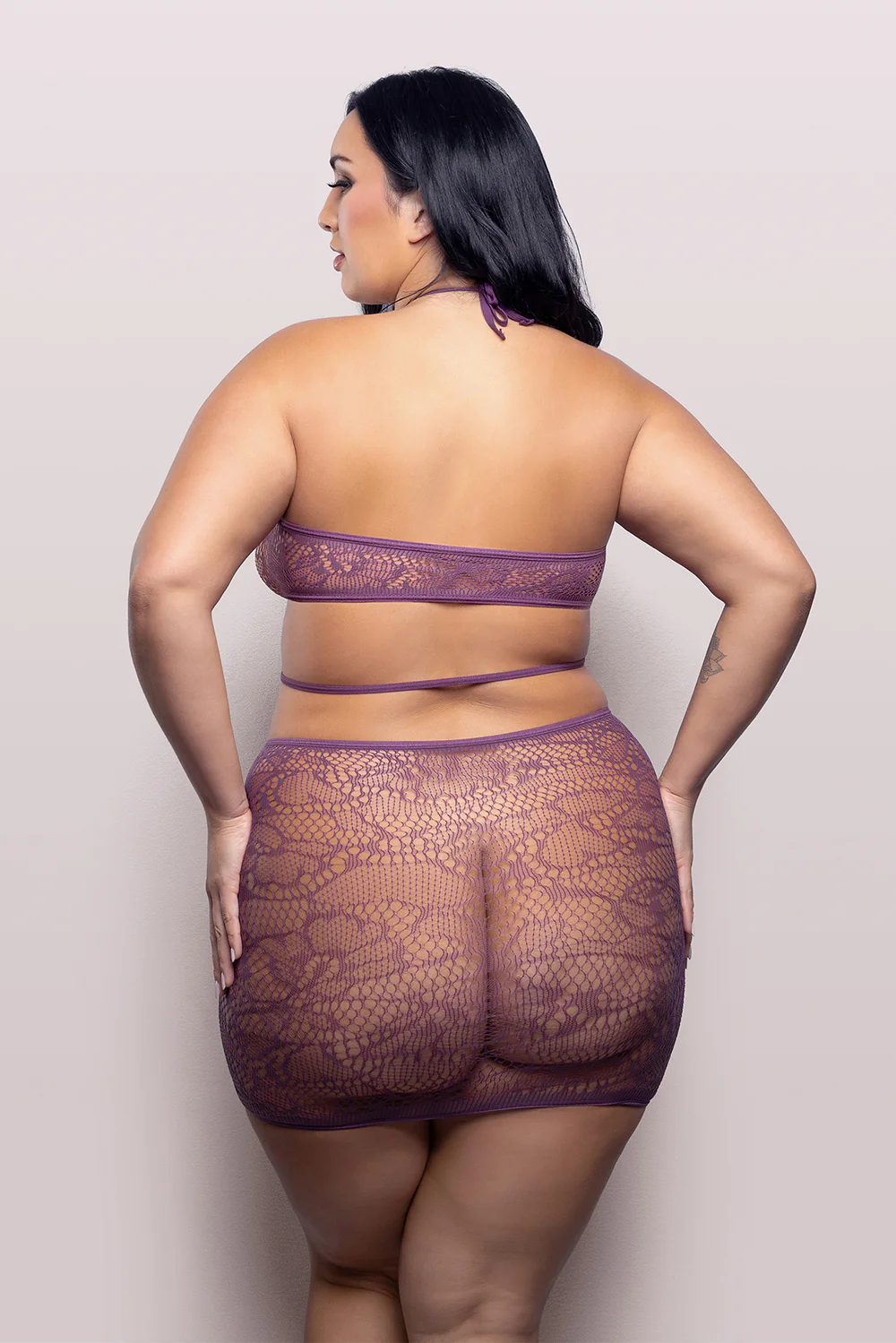 Fantasy Lingerie Vixen Focus On Me Cut-Out Halter Dress Purple Wisteria Queen Size - Image 3