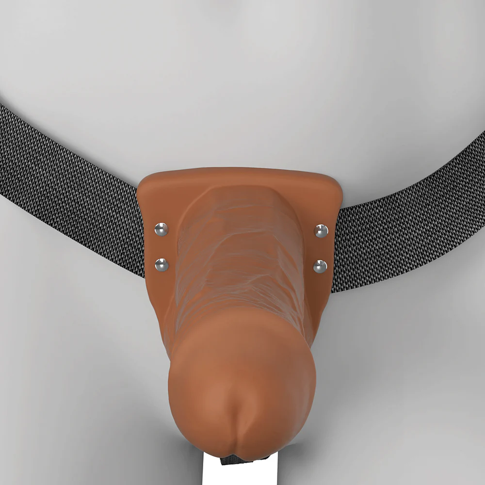 Fantasy X-Tensions Elite Vibrating Hollow Silicone Strap-On 7 in. Brown - Image 9