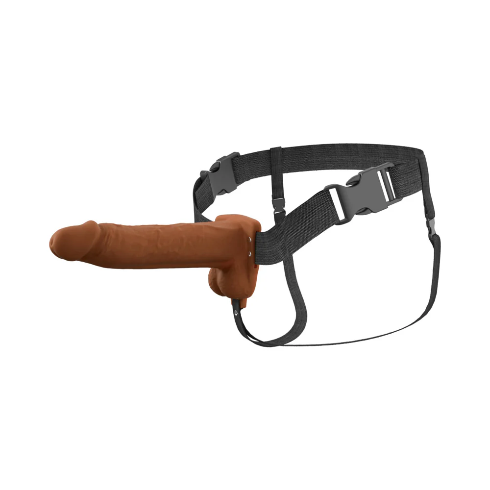 Fantasy X-Tensions Elite Vibrating Hollow Silicone Strap-On 8 in. Brown - Image 3