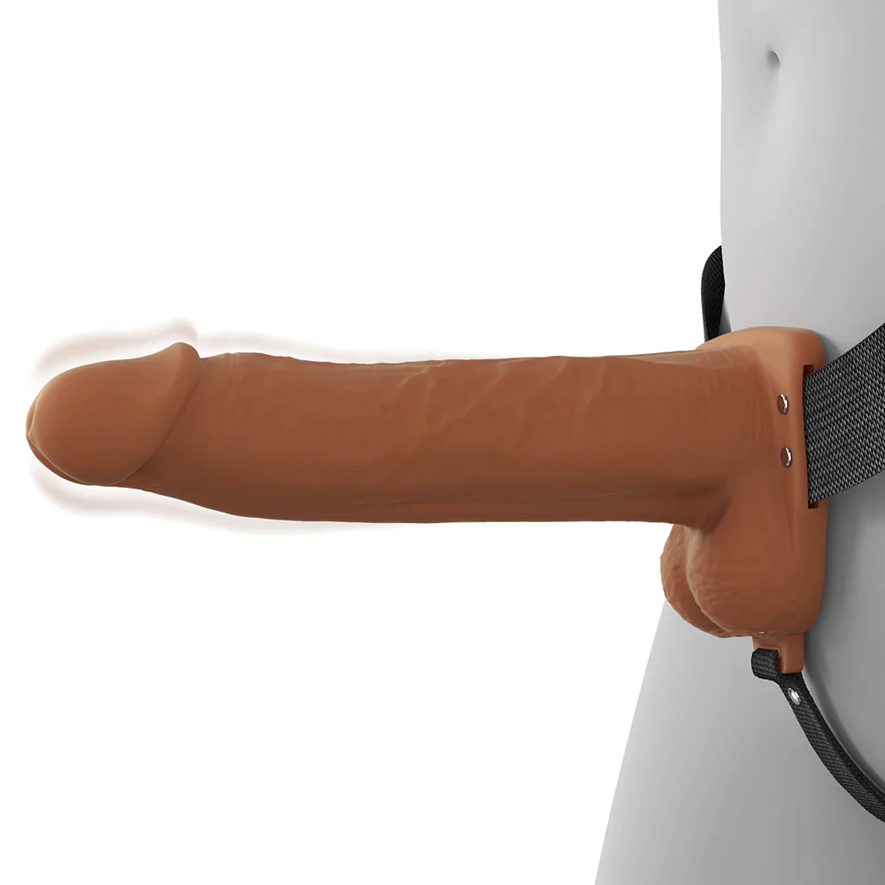 Fantasy X-Tensions Elite Vibrating Hollow Silicone Strap-On 8 in. Brown - Image 5