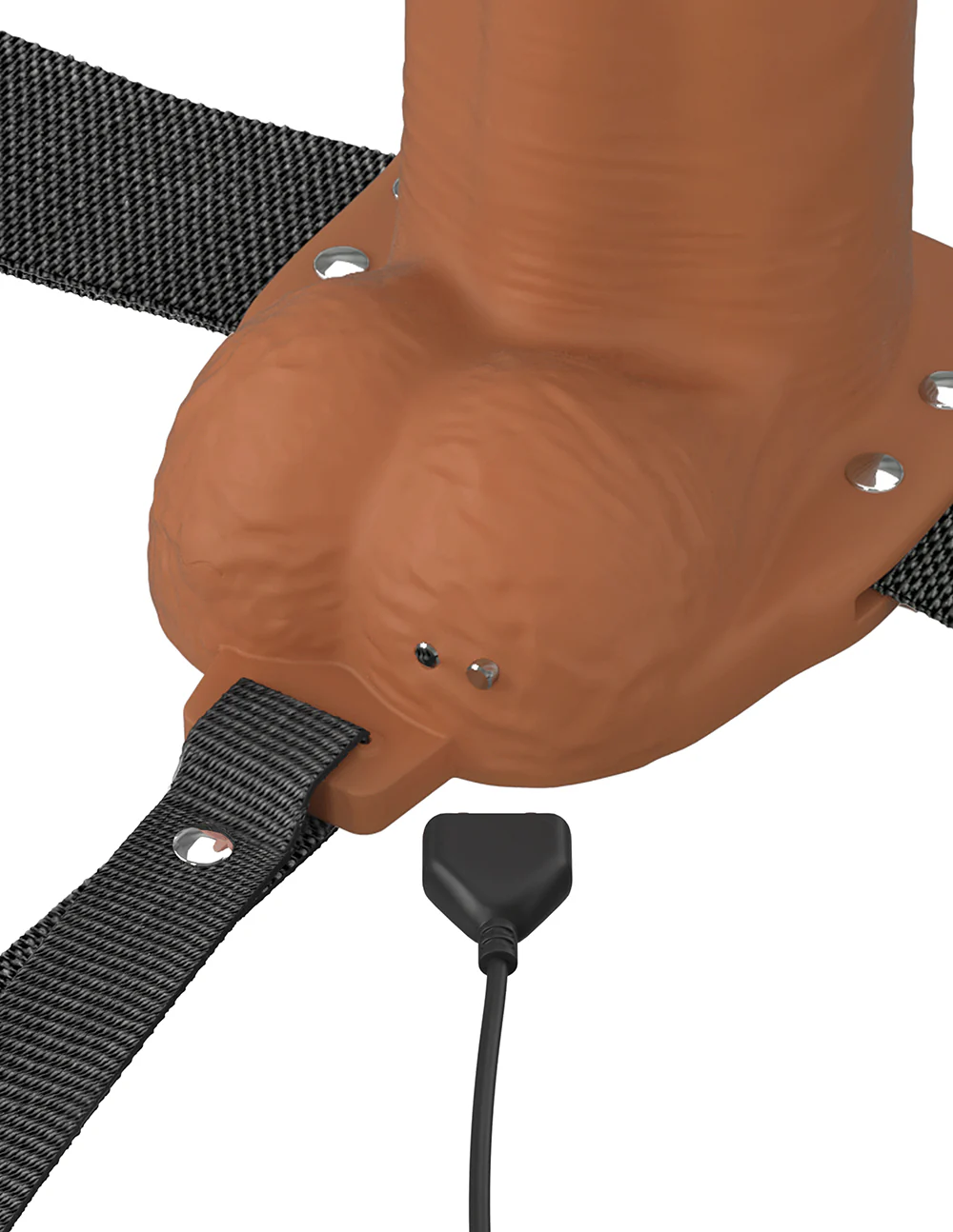 Fantasy X-Tensions Elite Vibrating Hollow Silicone Strap-On 8 in. Brown - Image 8