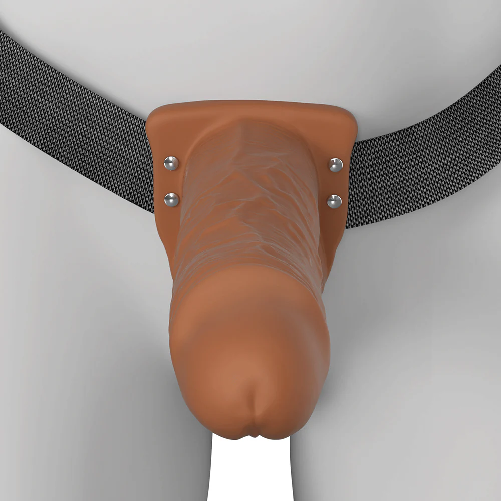 Fantasy X-Tensions Elite Vibrating Hollow Silicone Strap-On 8 in. Brown - Image 9