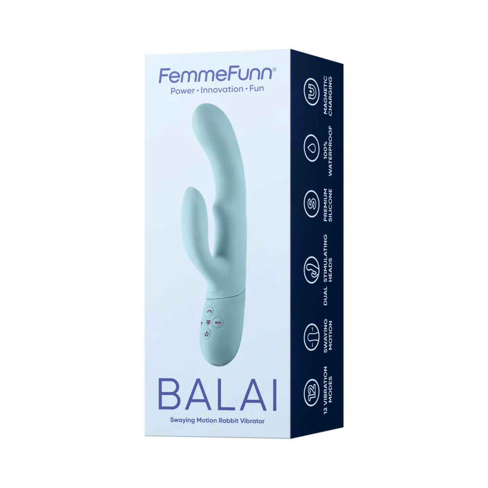 FemmeFunn Balai Rechargeable Silicone Swaying Motion Dual Stimulation Vibrator Light Blue - Image 2
