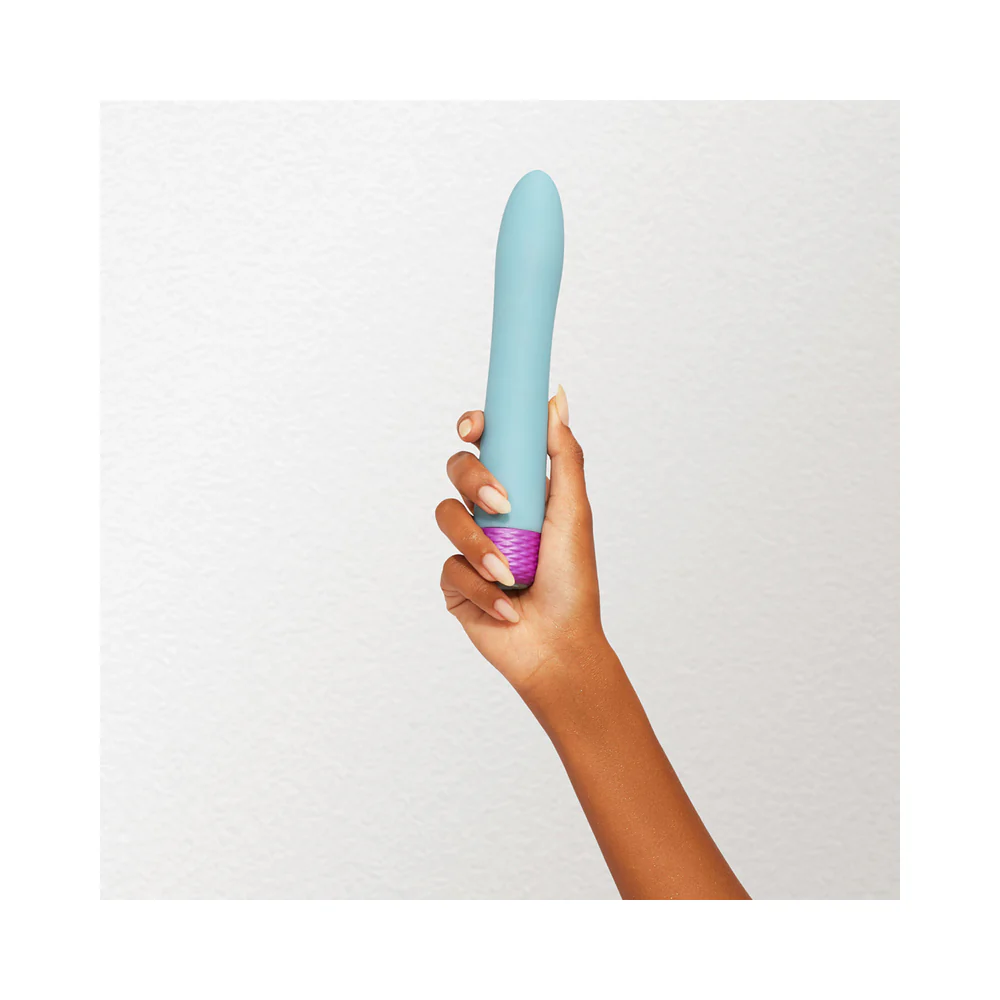 FemmeFunn Densa Bullet Rechargeable Dual Density Silicone Slimline Vibrator Light Blue - Image 5