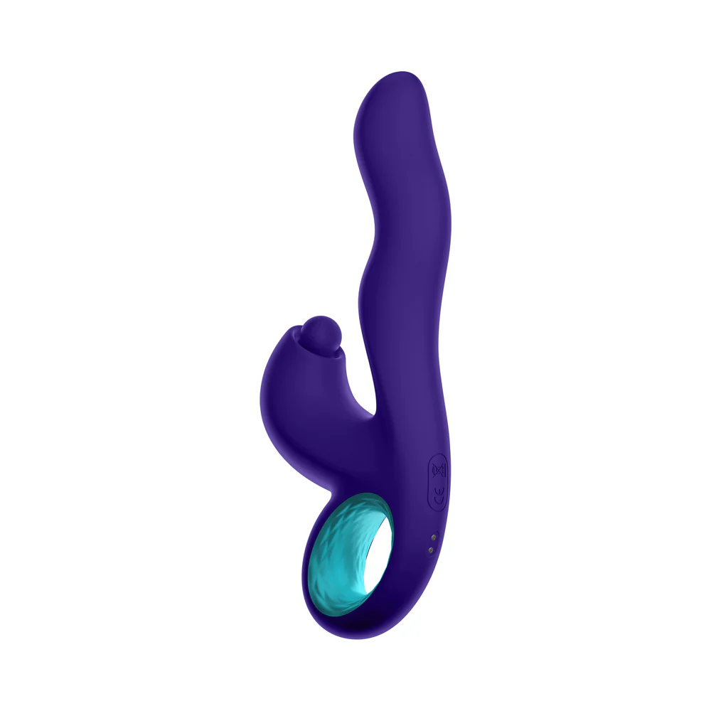 FemmeFunn Klio Rechargeable Silicone Triple Action Thumping Rabbit Vibrator Dark Purple - Image 3