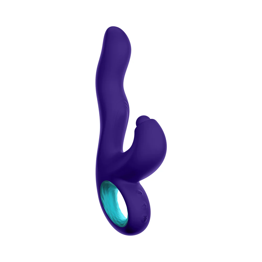 FemmeFunn Klio Rechargeable Silicone Triple Action Thumping Rabbit Vibrator Dark Purple - Image 4