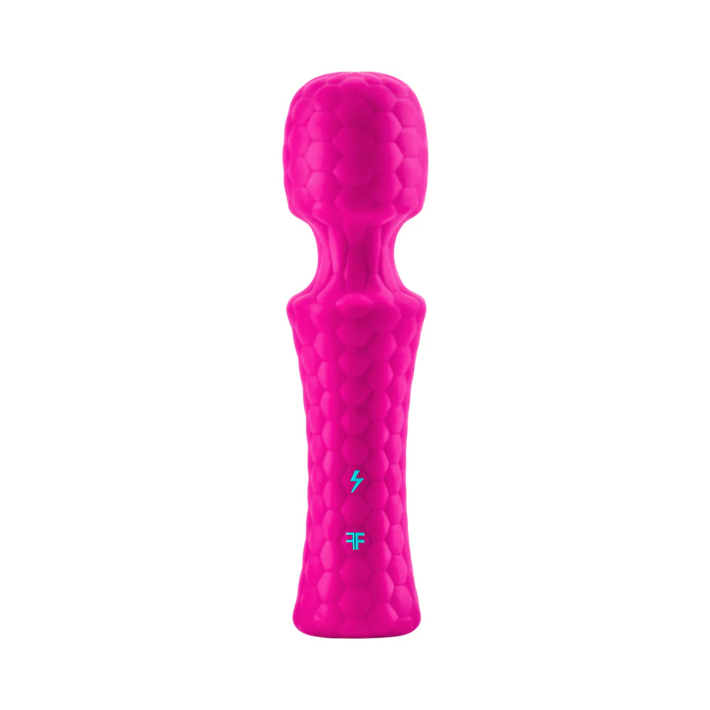 FemmeFunn Ultra Wand Mini Rechargeable Flexible Textured Silicone Vibrator Pink - Image 3