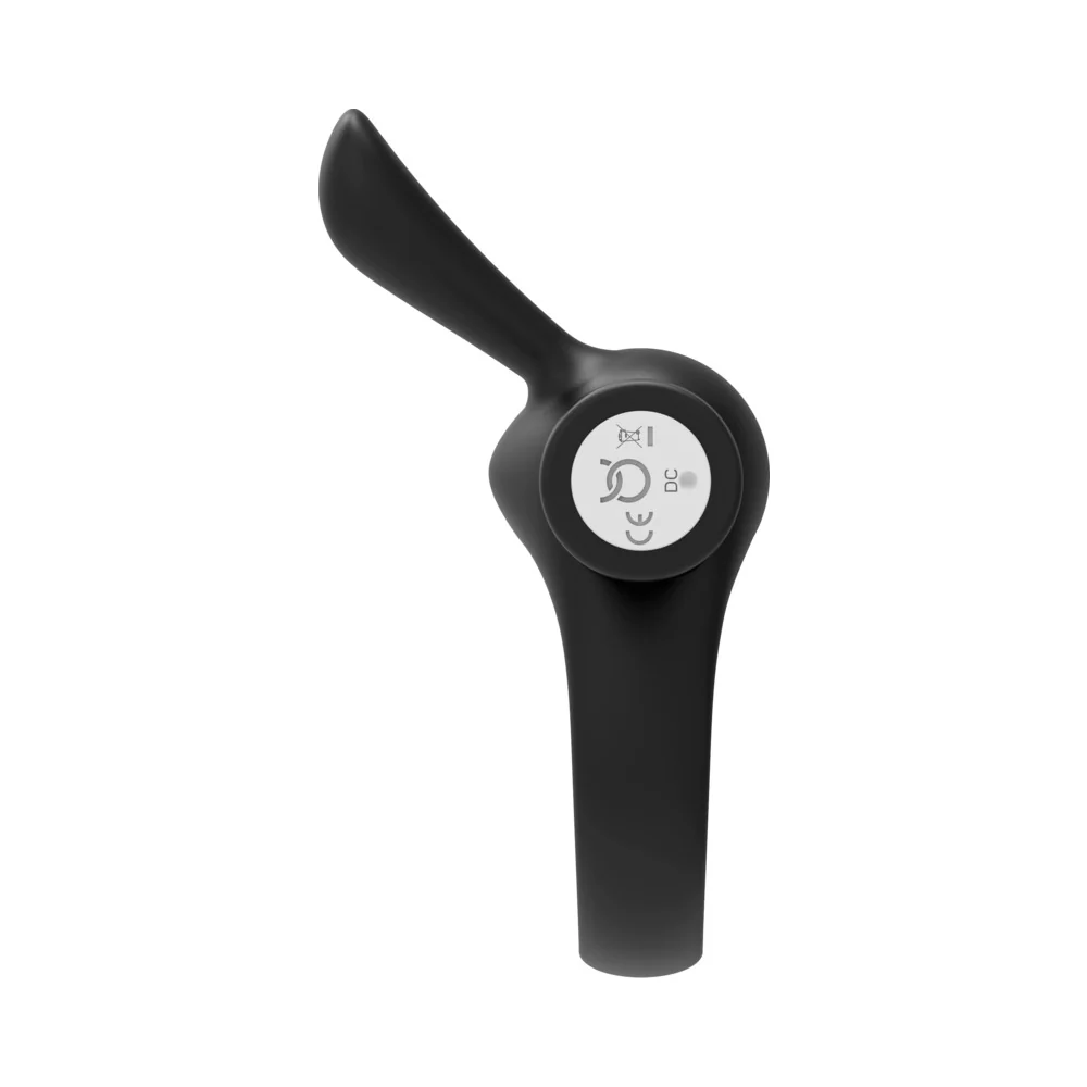 Forto Bunny Rechargeable Silicone Vibrating Cockring with Stimulating Ears Black - Image 6