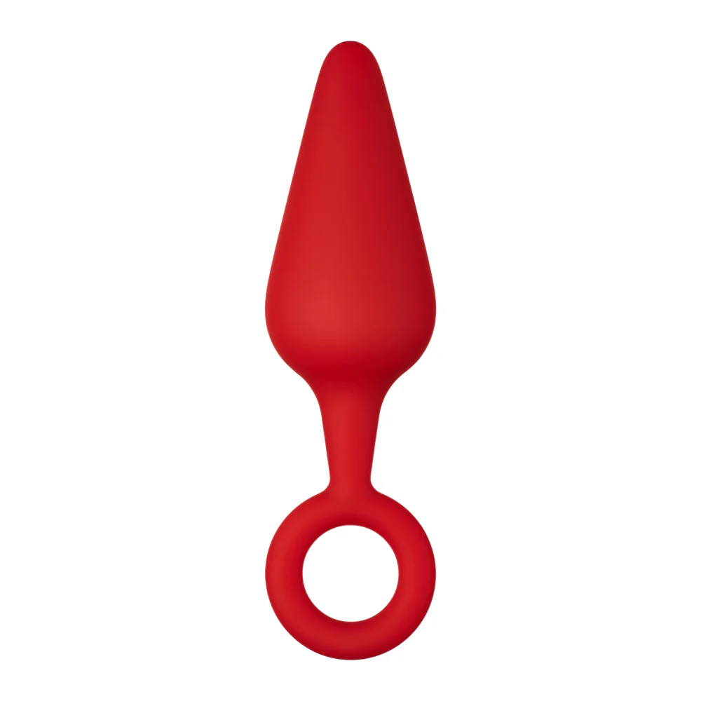 Forto F-10 Silicone Anal Plug with Pull Ring Large Red - Image 2
