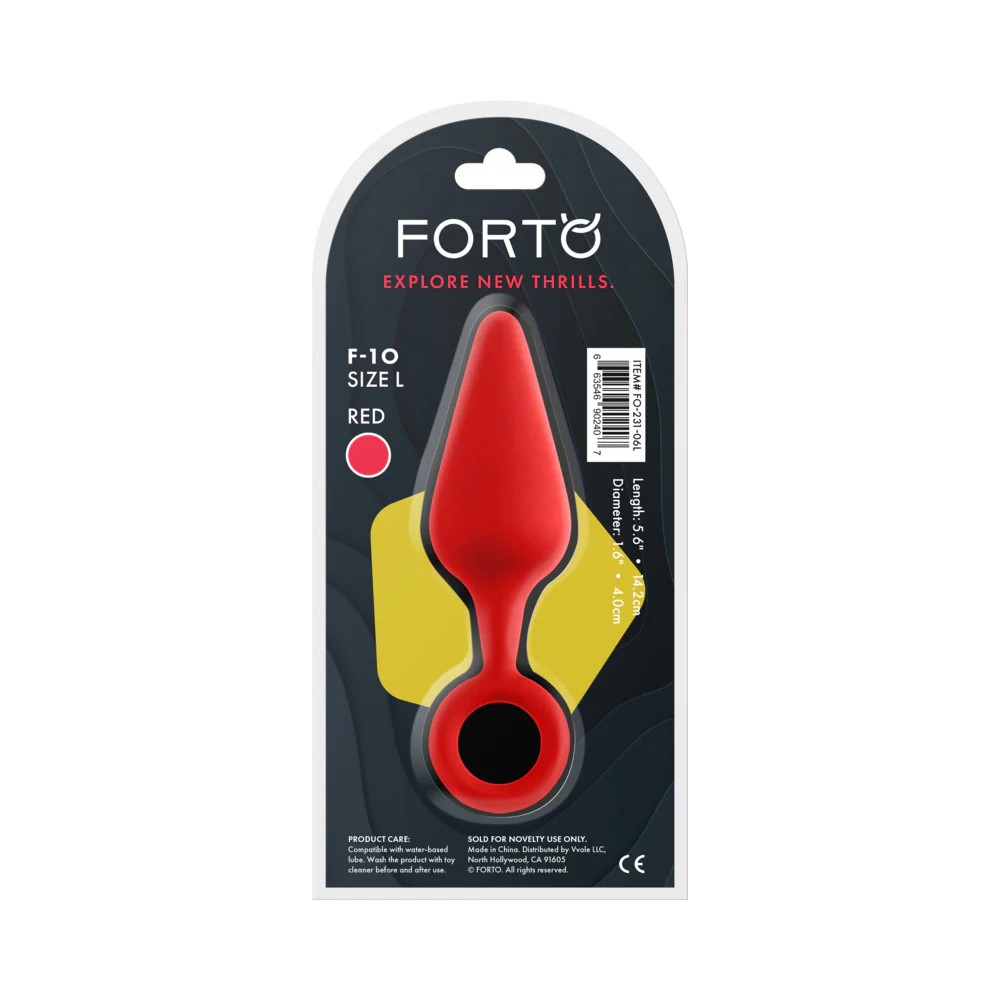 Forto F-10 Silicone Anal Plug with Pull Ring Large Red - Image 6